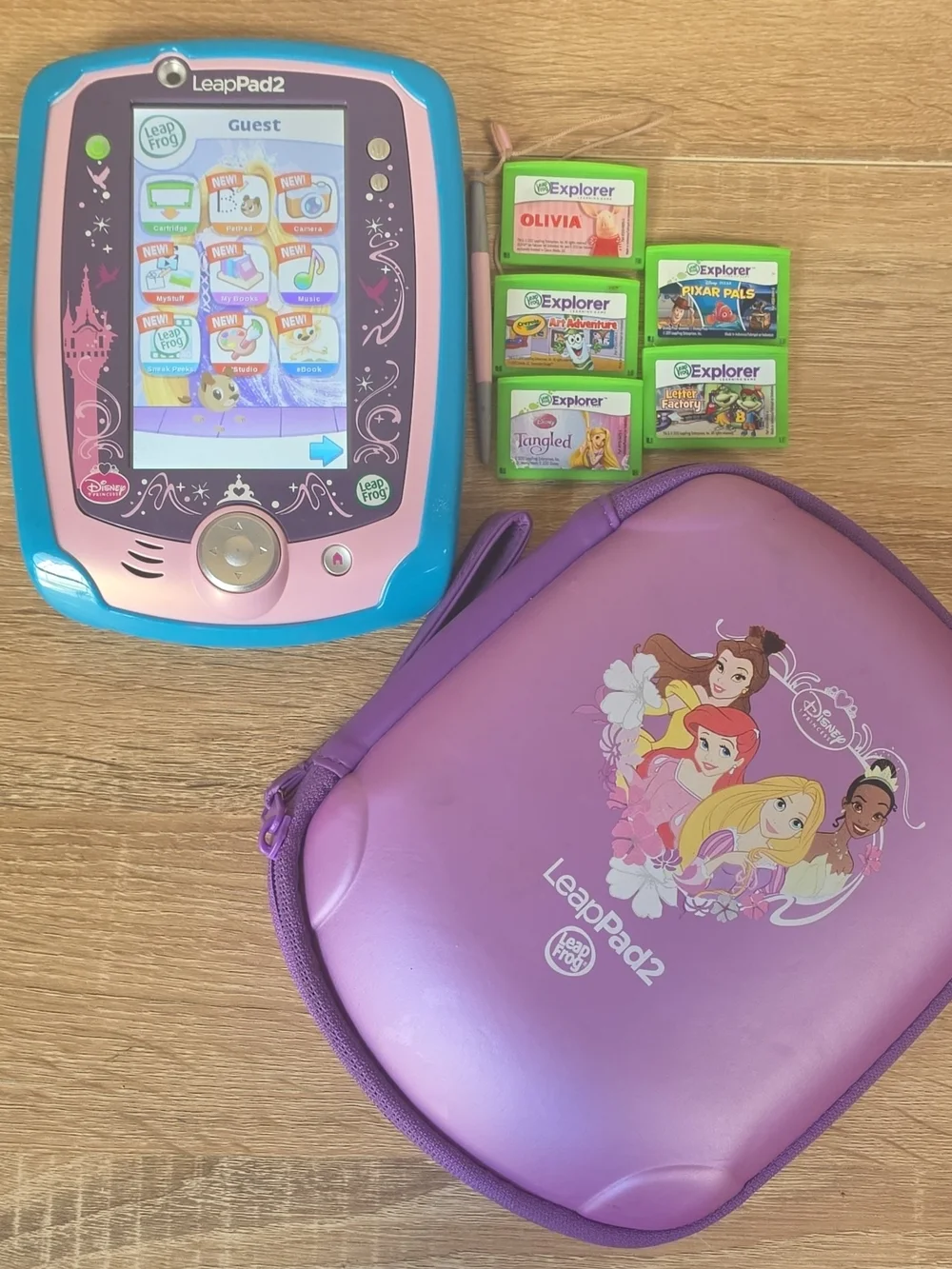 Disney Tangled LeapFrog LeapPad2 Explorer + 5 Game Cartridges